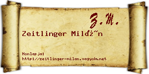 Zeitlinger Milán névjegykártya